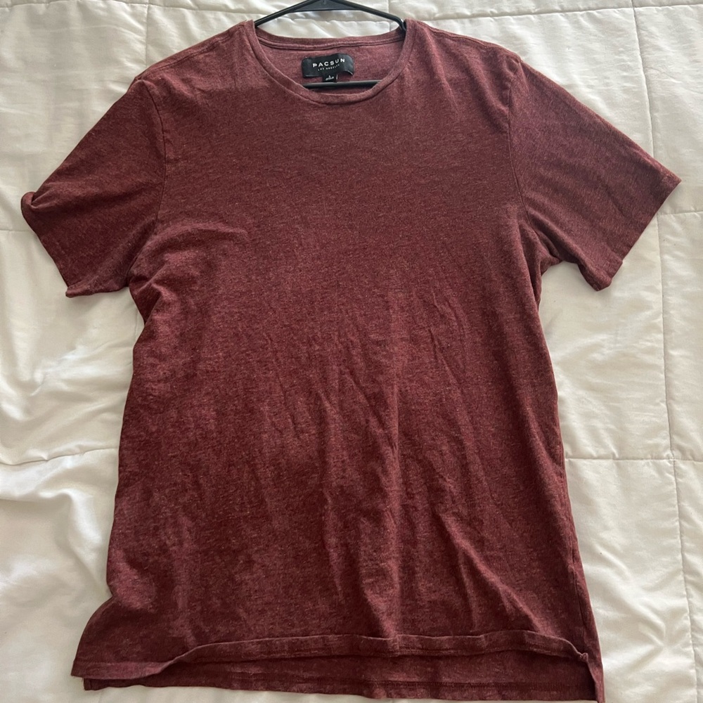 PacSun Men's Maroon Short Sleeve Tee